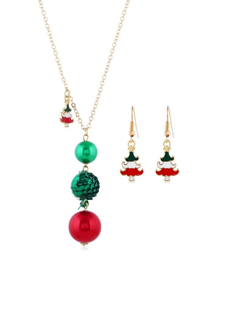 

Christmas Tree Ball Glazed Jewelry Set, Gold