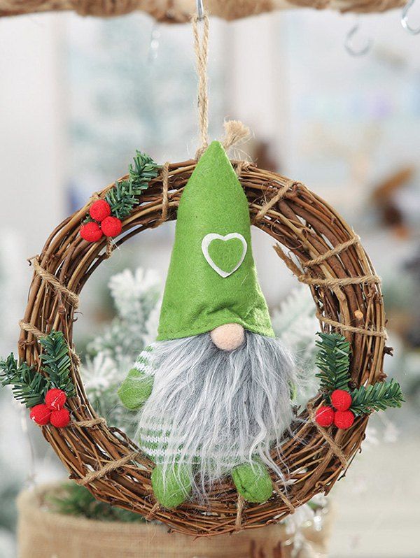 

Father Christmas Wreath Hanging Decoration, Green