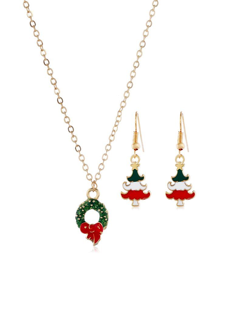 

Christmas Tree Garland Glazed Jewelry Set, Gold