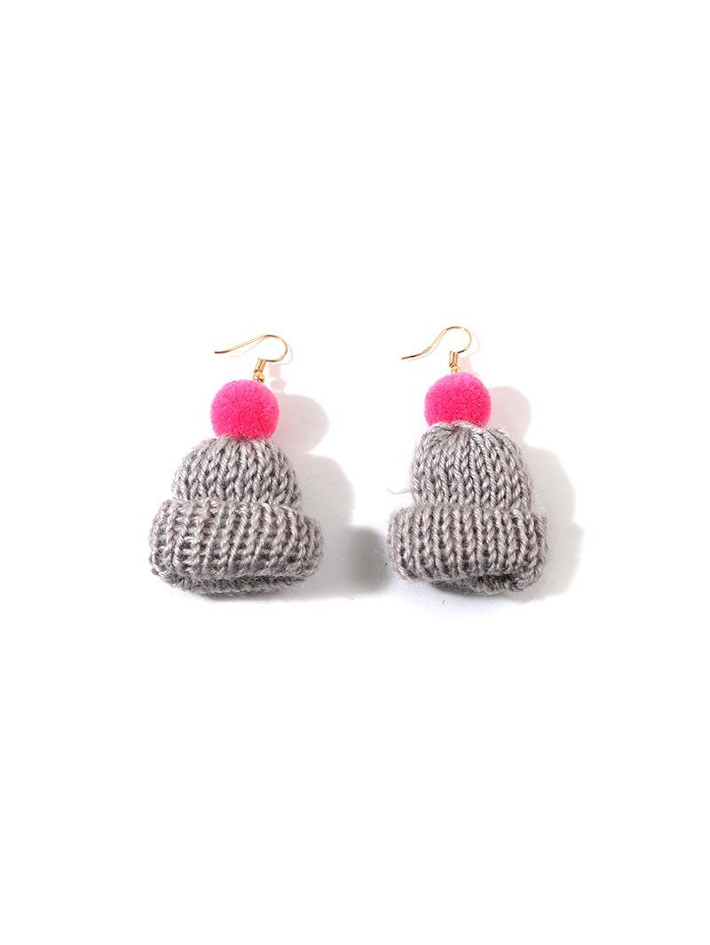 

Christmas Bobble Hat Knitted Drop Earrings, Gray