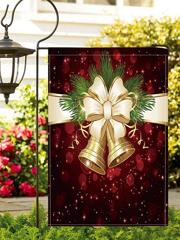 

Christmas Bowknot Bells Print Garden Flag, Firebrick