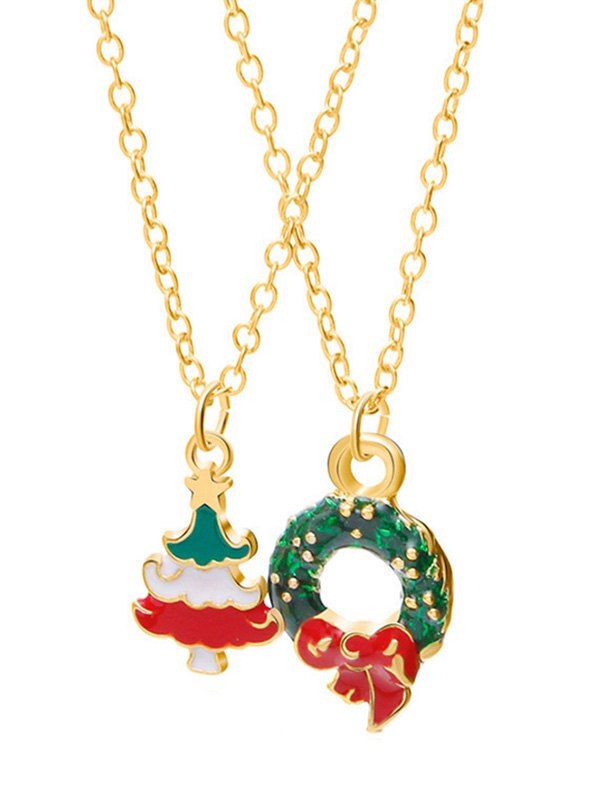 

2Pcs Christmas Tree Garland Necklace Set, Gold