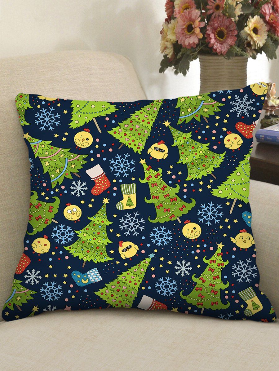 

Christmas Cartoon Tree Theme Decorative Pillowcase, Multi