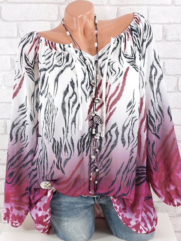 

Plus Size Printed Front Tie Ombre Blouse, Burnt pink