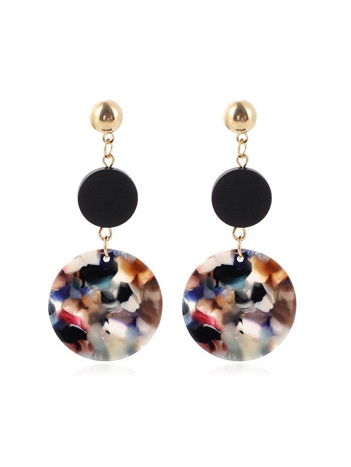 

Round Marbling Colored Drop Earrings, Acu camouflage