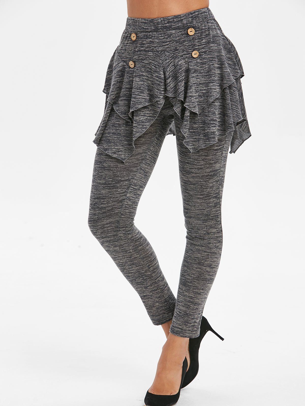 

Handkerchief Marled Skirted Pants, Dark gray