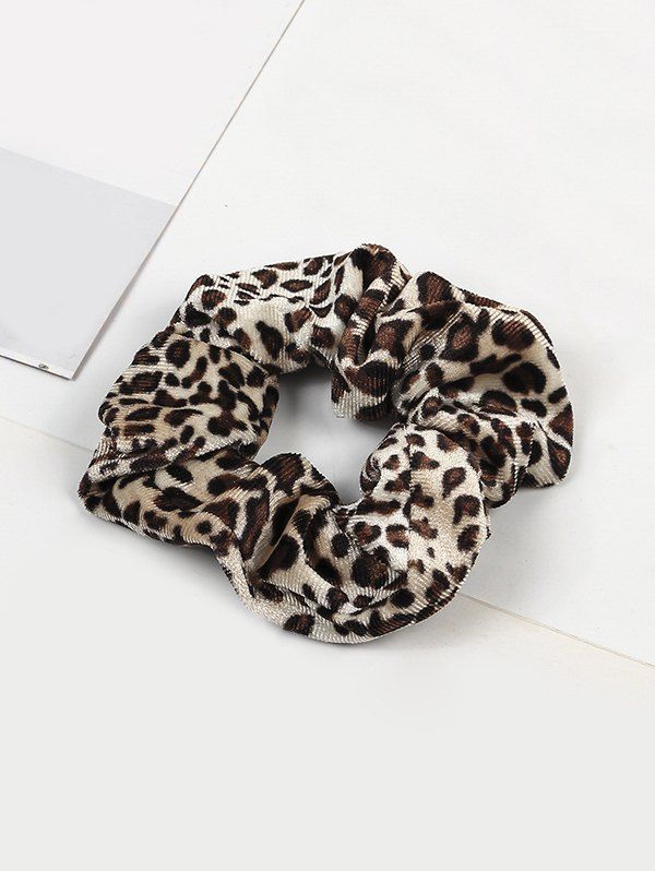 

Leopard Velour Elastic Fabric Scrunchy, Multi-a