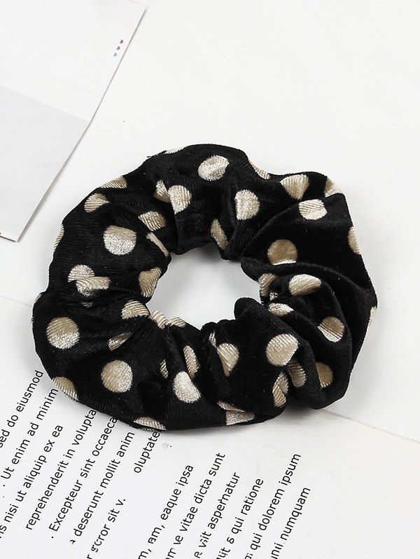 

Polka Dot Elastic Velour Fabric Scrunchy, Black