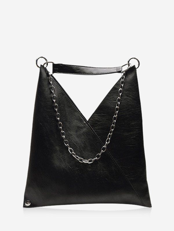 

PU Leather Soft Chain Shoulder Bag, Black