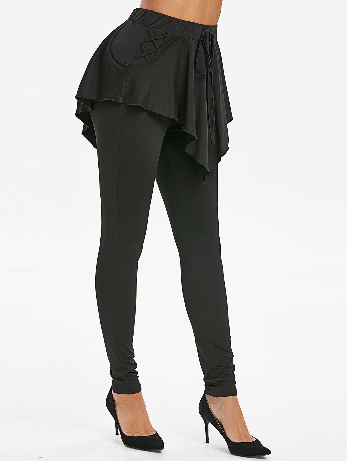 

Criss Cross Overlay Leggings, Black