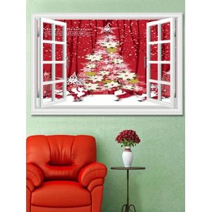 

Christmas Flower Tree Window Print Decorative Wall Art Sticker, Multi