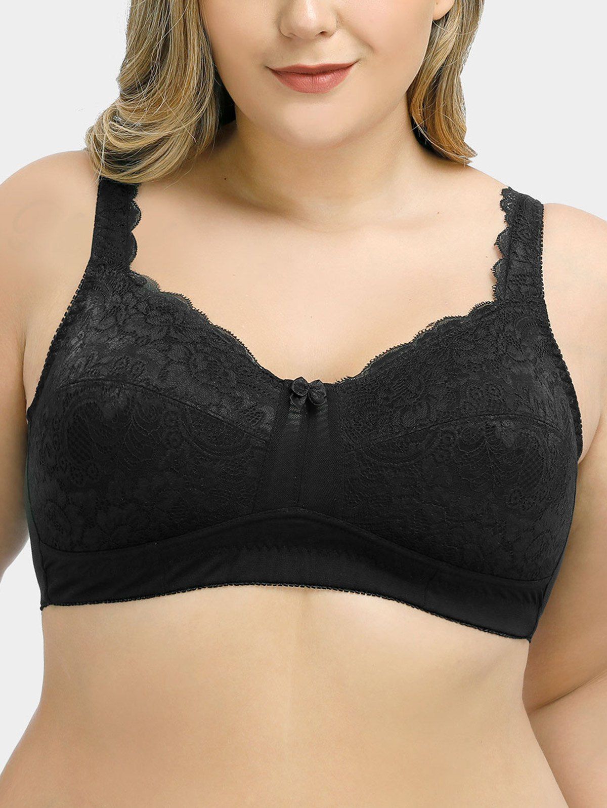 

Plus Size Lace Overlay Bra, Black