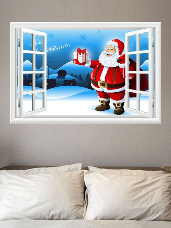 

Father Christmas Gift Window Pattern Wall Sticker, Multi