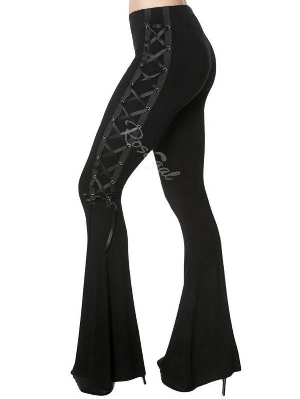 black bell bottom pants plus size