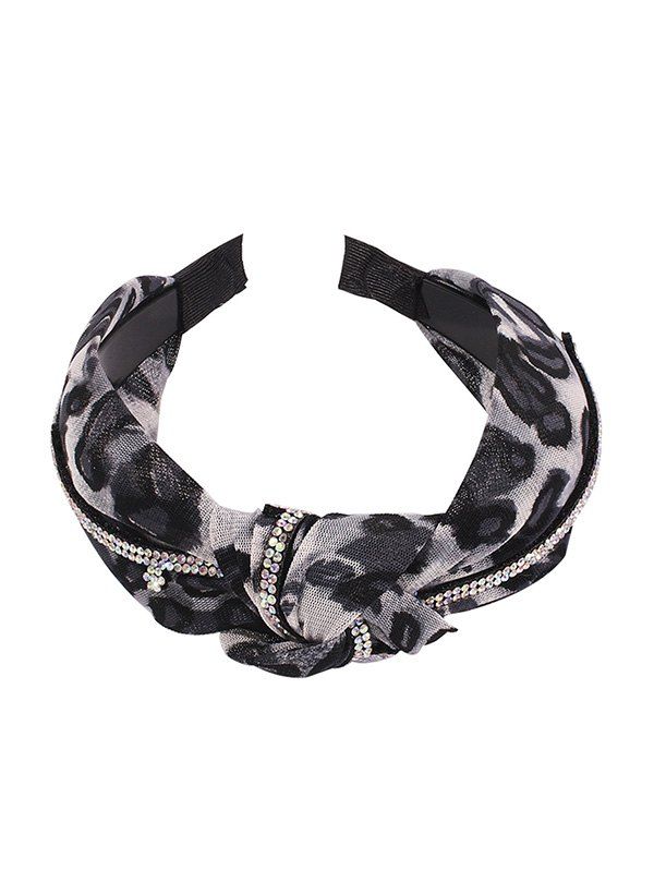 

Leopard Rhinestone Knotted Wide Hairband, Multi-a