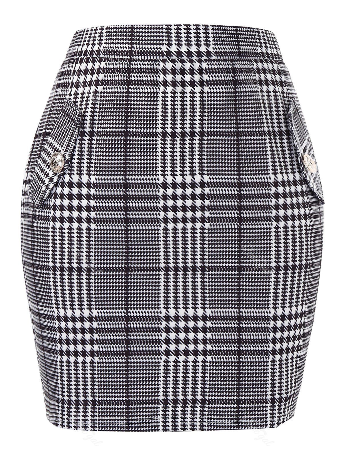 

Plus Size Houndstooth Tight High Waisted Skirt, Light slate gray