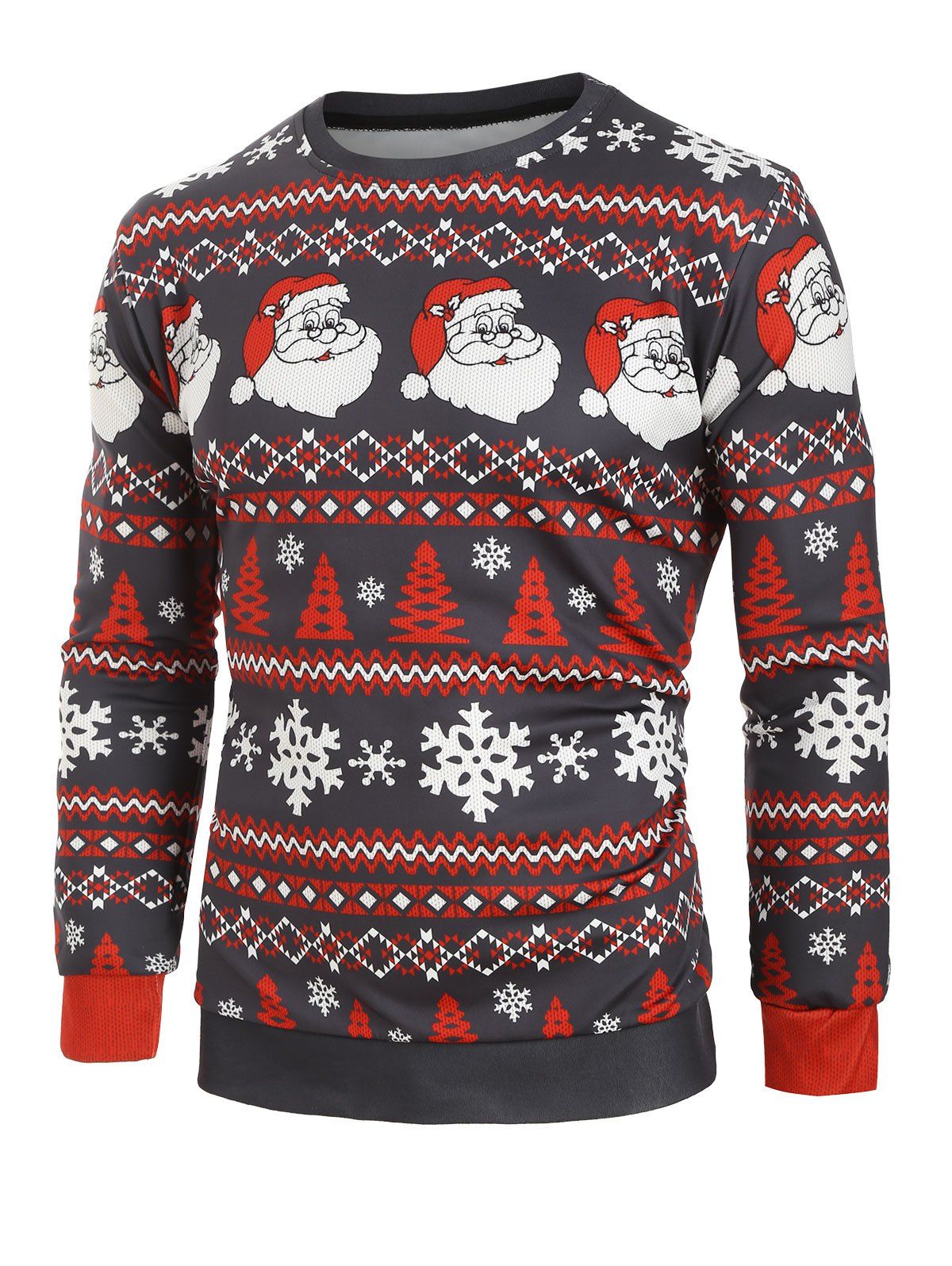 

Christmas Santa Snowflake Print Casual Sweatshirt, Multi