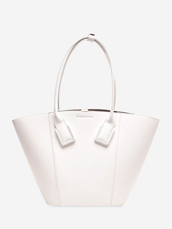 

Solid Color PU Leather Shell Handbag, White