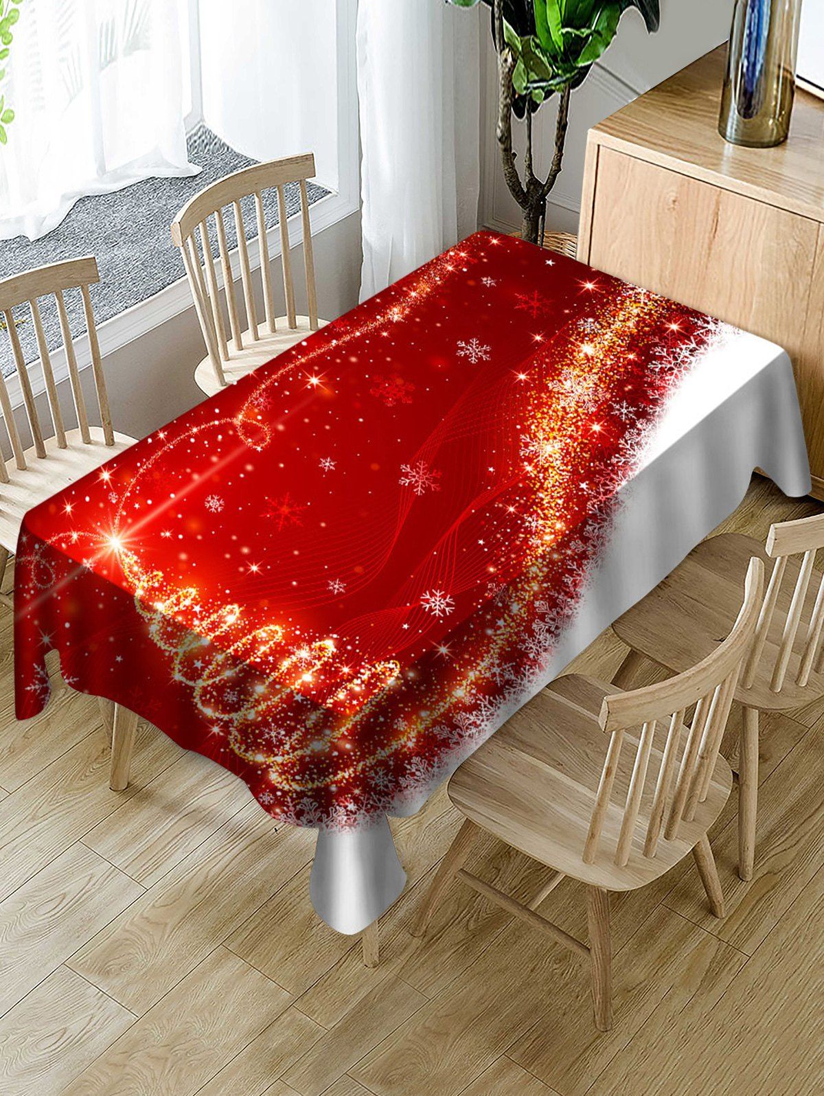

Christmas Snowflake Pattern Fabric Waterproof Table Cloth, Multi
