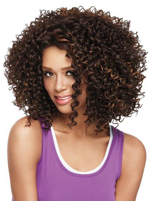 

Afro Curly Fluffy Synthetic Medium Wig, Mocha