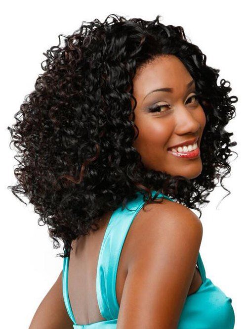 

Afro Curly Fluffy Synthetic Medium Wig, Black