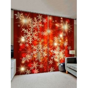 

2 Panels Christmas Snowflakes Print Window Curtains, Multi