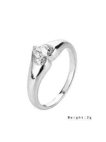 

Heart Shape Zircon Inlaid Ring, Silver