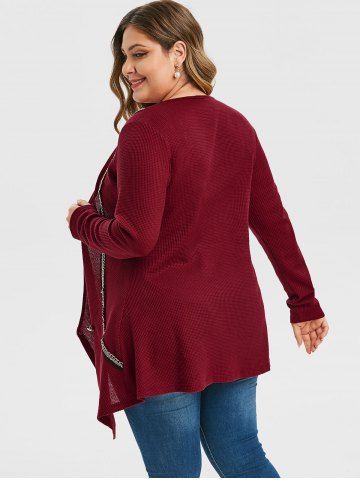 

Plus Size Chain Embellished Open Front Asymmetrical Cardigan, Multi