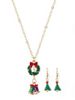 Christmas Tree Bell Necklace Earring Set -  