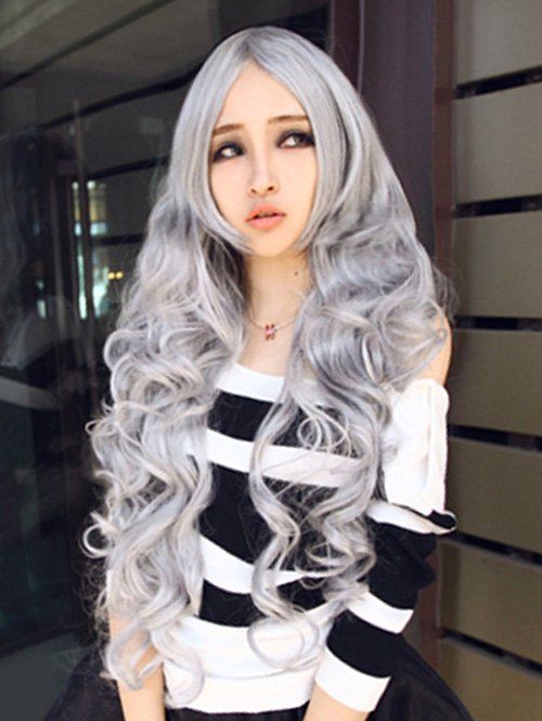 

Chic Cosplay Synthetic Long Curly Wig, Gray