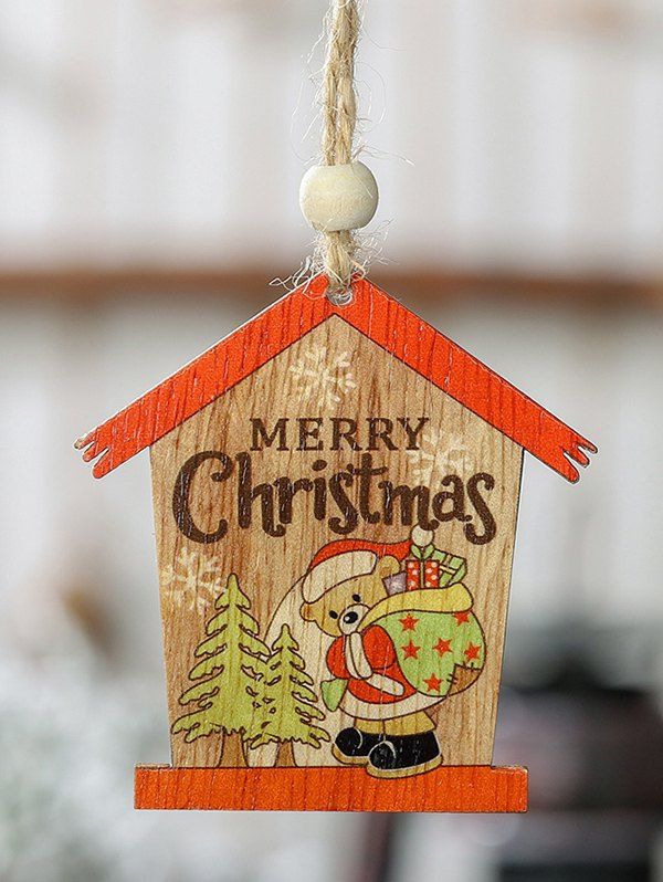 

Merry Christmas House Wooden Hanging Decoration, Multi-b