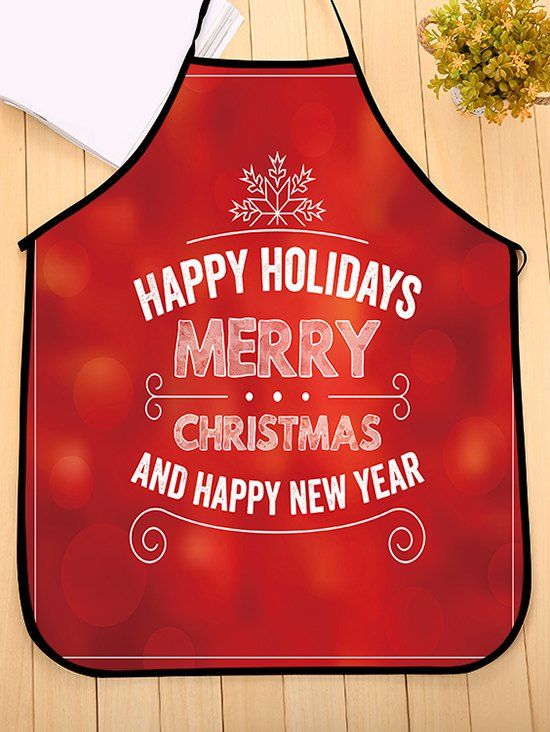 

Christmas Greetings Snowflake Print Cooking Apron, Ruby red