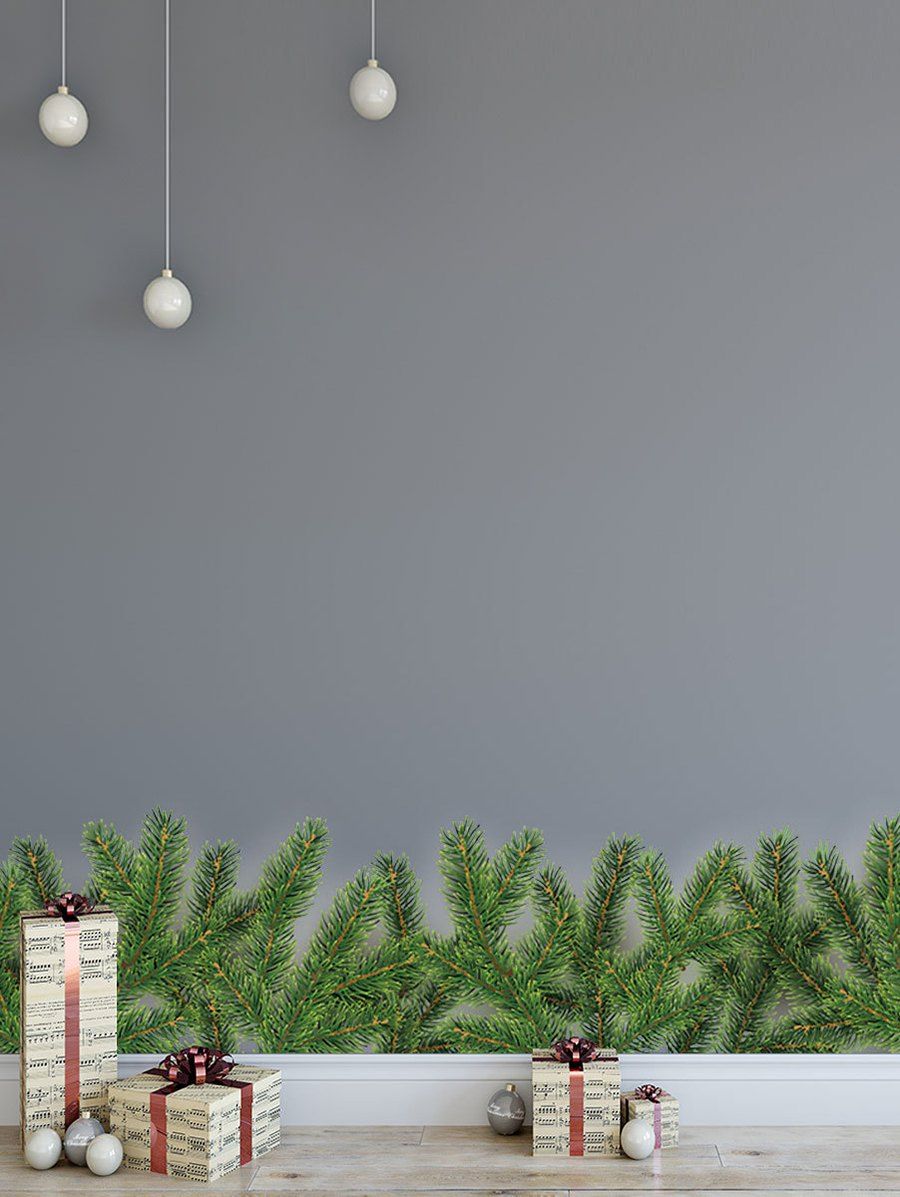 

Christmas Pine Tree Branches Print Decorative Wall Art Stickers, Multi