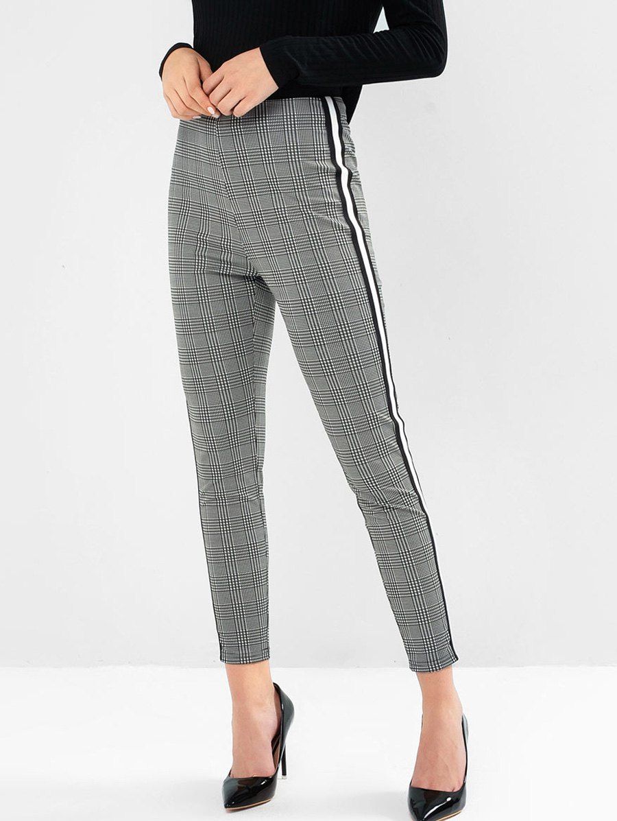 

Striped Tape Houndstooth Skinny Leggings, Dark gray