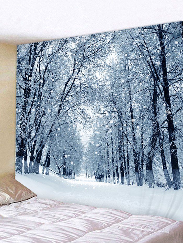 

Snow Forest Road Print Tapestry Wall Hanging Art Decor, Silver