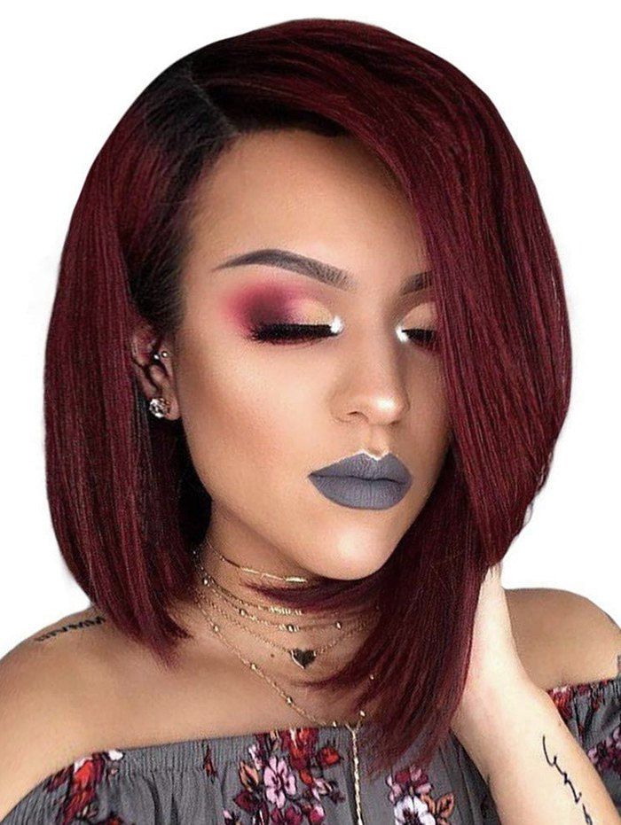 

Straight Side Part Synthetic Short Hair, Red wine