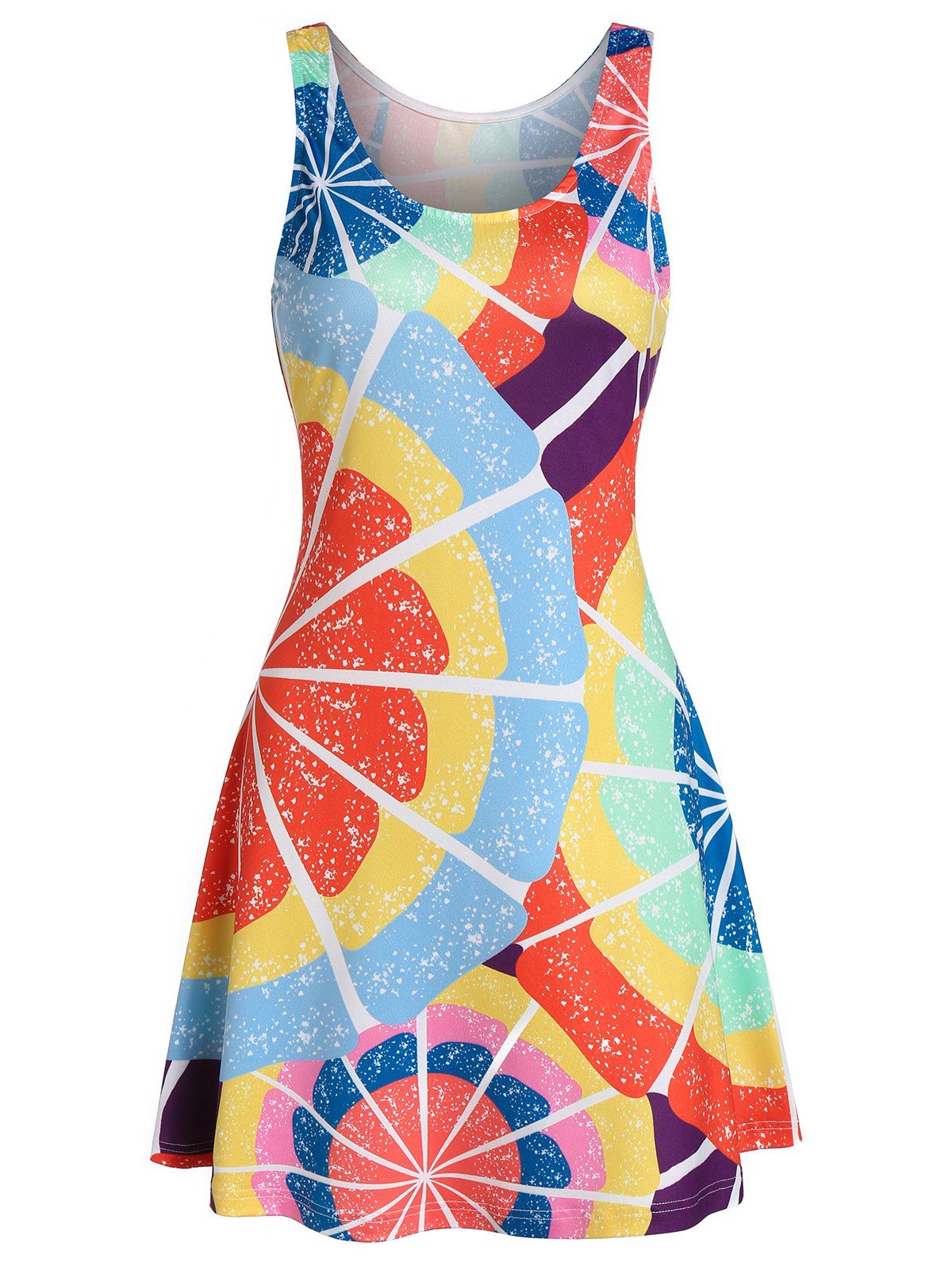 

Sleeveless Tie Dye Swing Dress, Multi-a