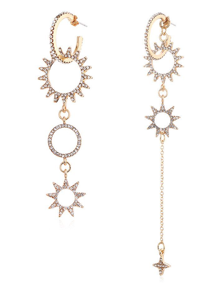 

Star Rhinestone Dangle Asymmetric Earrings, Gold