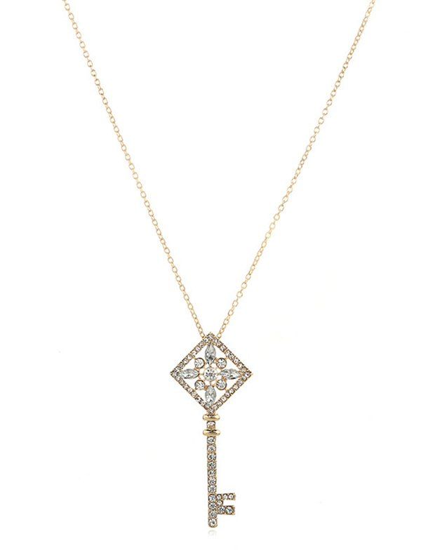 

Rhinestone Key Pendant Chain Necklace, Gold