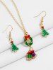 Christmas Tree Bell Necklace Earring Set -  