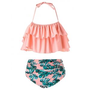 

Plus Size Printed Halter Tankini Swimsuit, Pink
