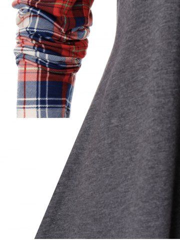 

Plus Size Plaid Pocket Long Sleeve Tee, Gray cloud