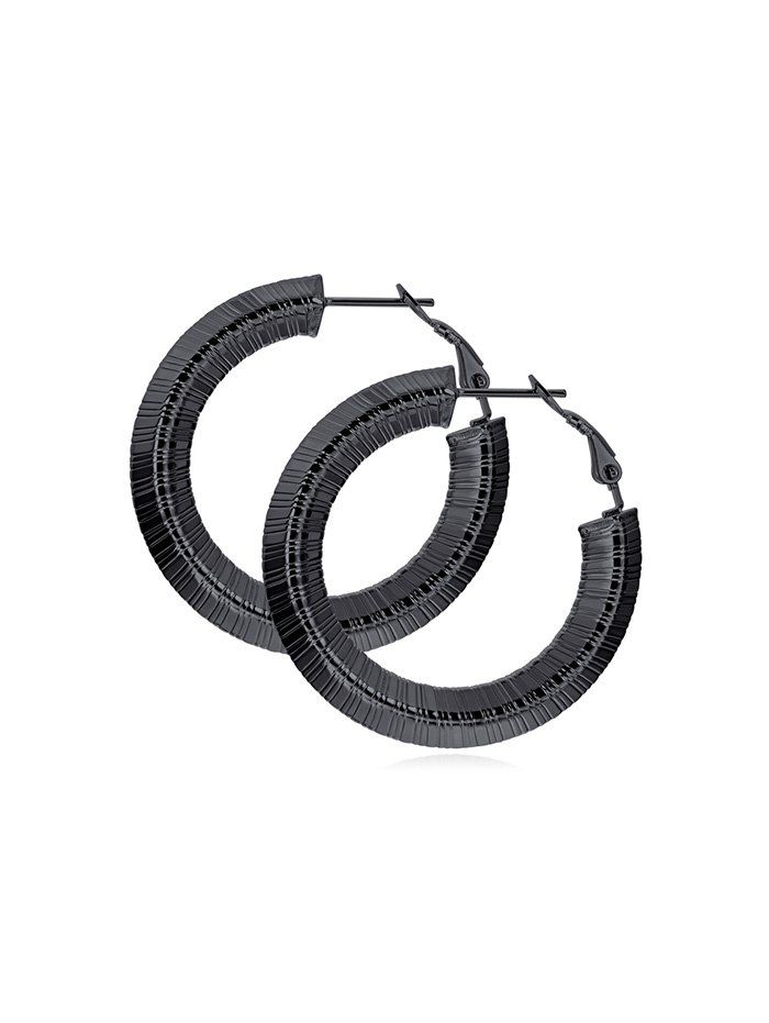 

Striped Design Alloy Hoop Earrings, Black