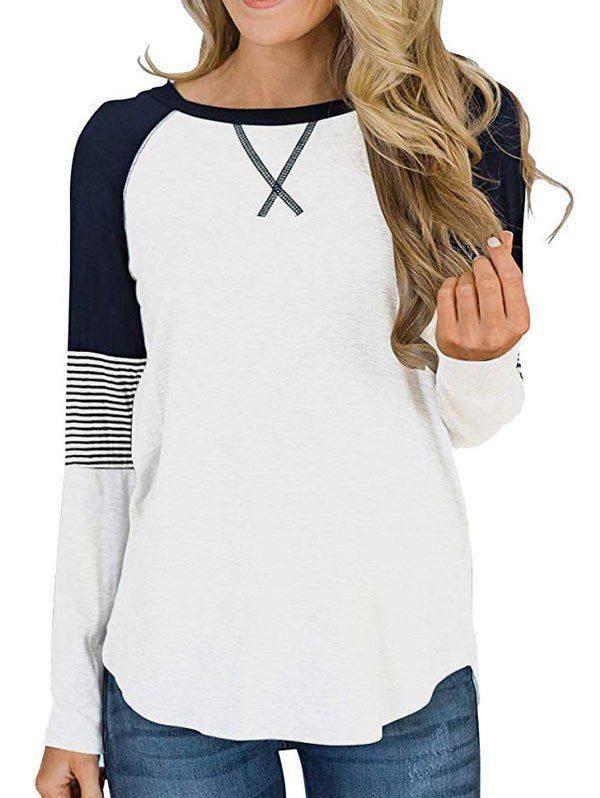 

Striped Raglan Sleeve Longline T-shirt, White