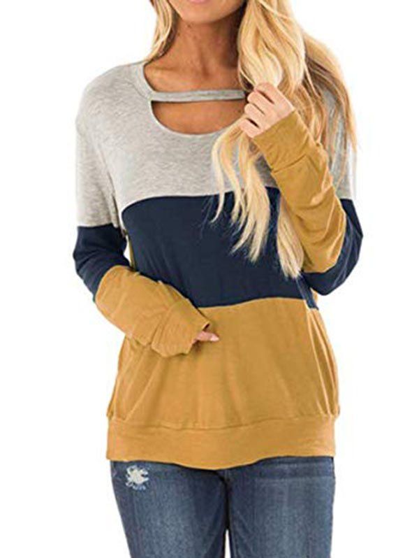 

Three Tone Cut Out Longline Sweatshirt, Multi-a