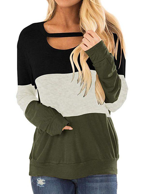 

Three Tone Cut Out Longline Sweatshirt, Multi-b