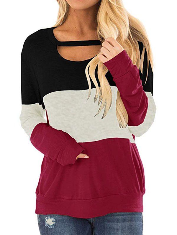

Three Tone Cut Out Longline Sweatshirt, Multi-c