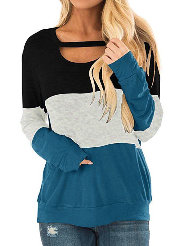 

Three Tone Cut Out Longline Sweatshirt, Multi-d