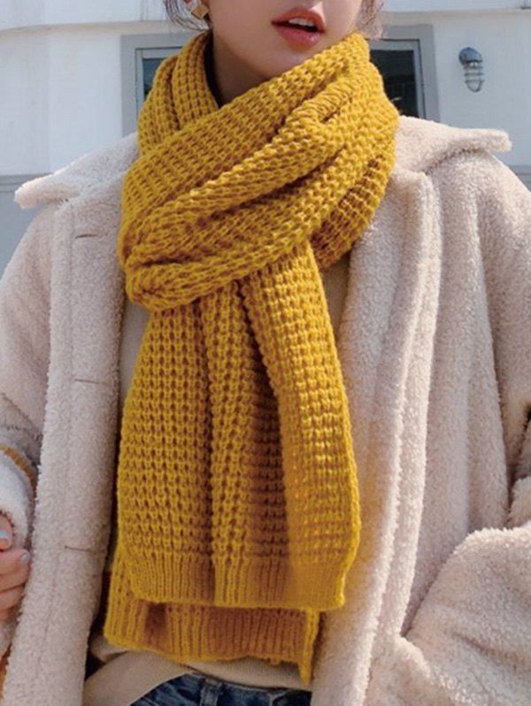 

Winter Knitting Solid Long Scarf, Bright yellow