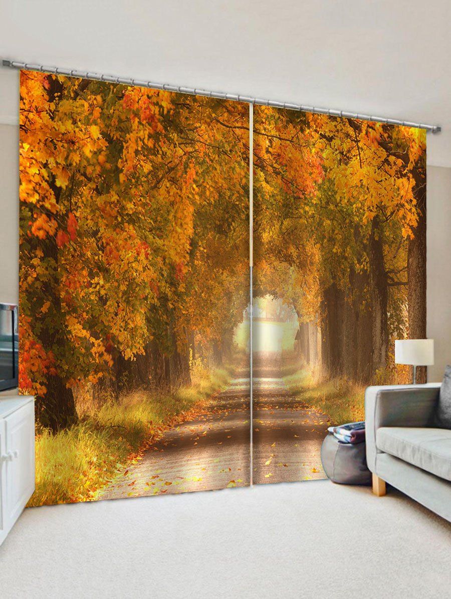 

Autumn Leaves Pattern Window Curtains, Multi